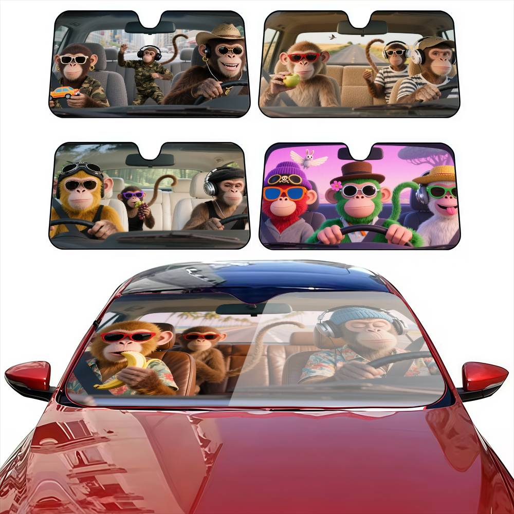 Car Accessories Outside - Zabawna Małpa Kierowca Samochodowa Osłona Przeciwsłoneczna