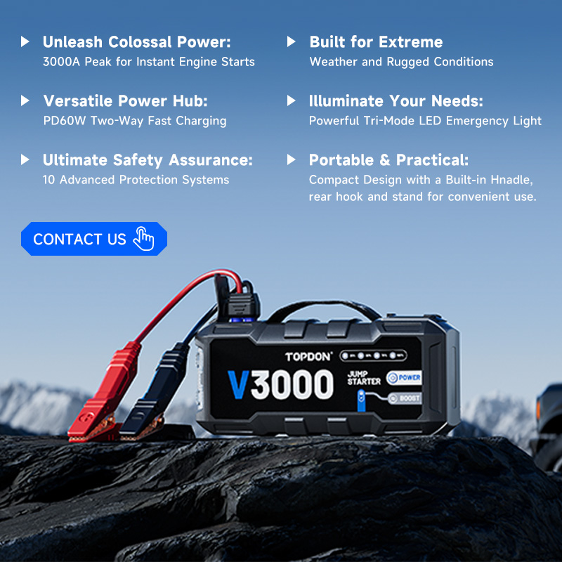 TOPDON V3000 3000A PD60W Dwuki – Portable Jump Starter recenzja i cena